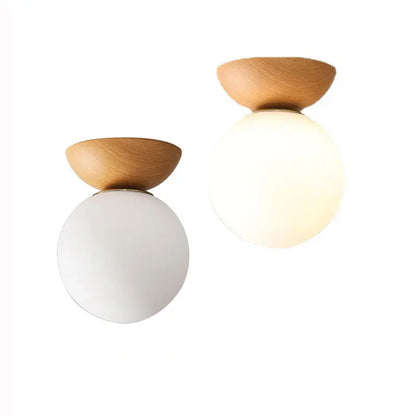 Opal Glass Ball Wood Light