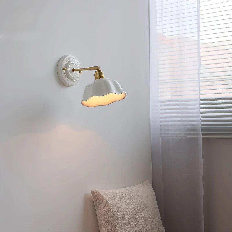 Cream Ceramic Flower Wall Lamp