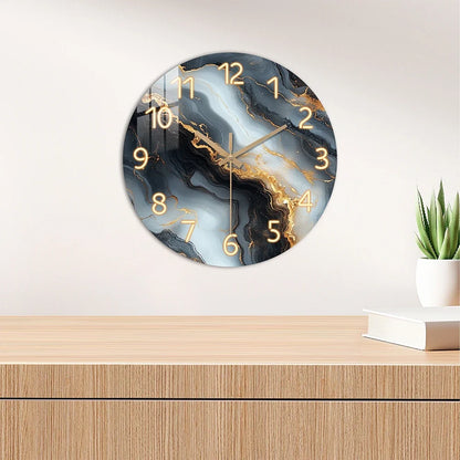 Blue and Gold Marble Wall Clock