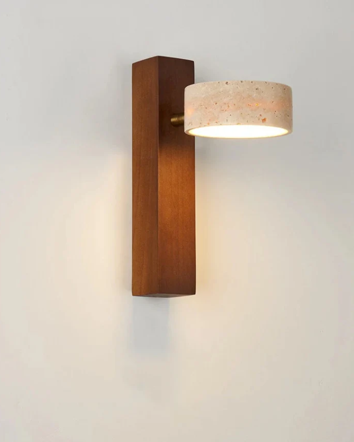 Travertine and Walnut Wall Lamp
