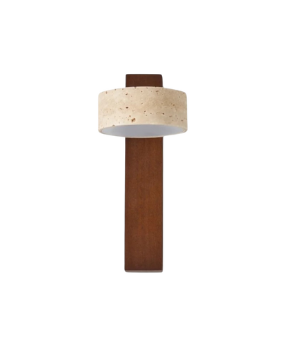 Travertine and Walnut Wall Lamp