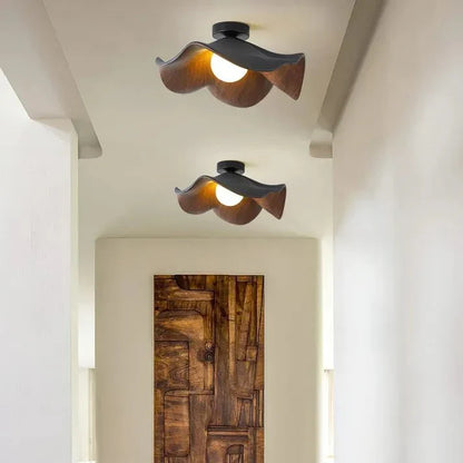 Wooden Lotus Ceiling Light