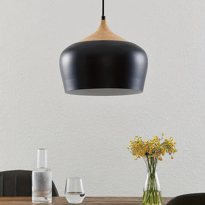 Scandinavian Iron and Wood Pendant