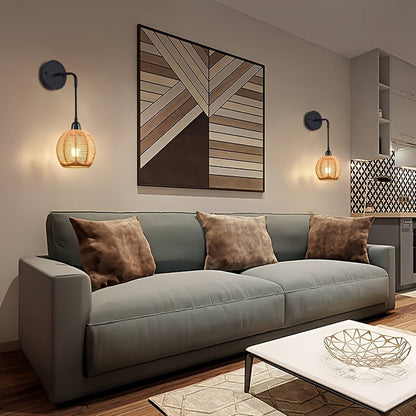 Boho Rattan Adjustable Wall Lamp