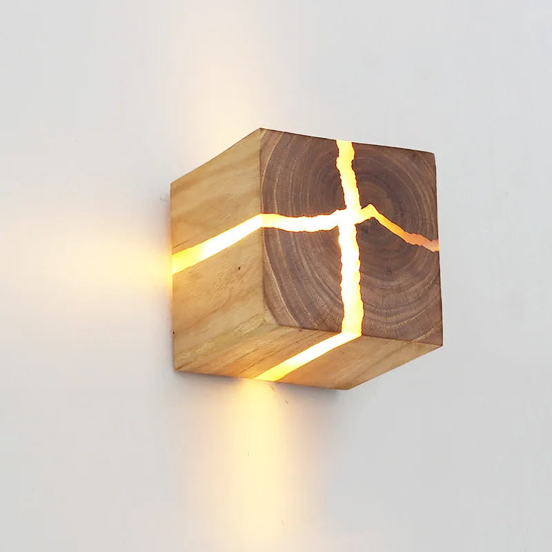 WoodAura Carved Wood Resin Light
