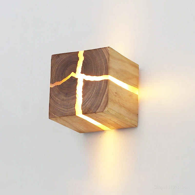 WoodAura Carved Wood Resin Light