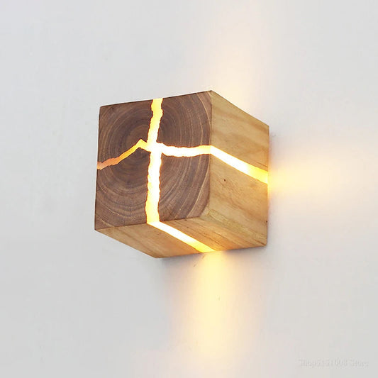 WoodAura Carved Wood Resin Light
