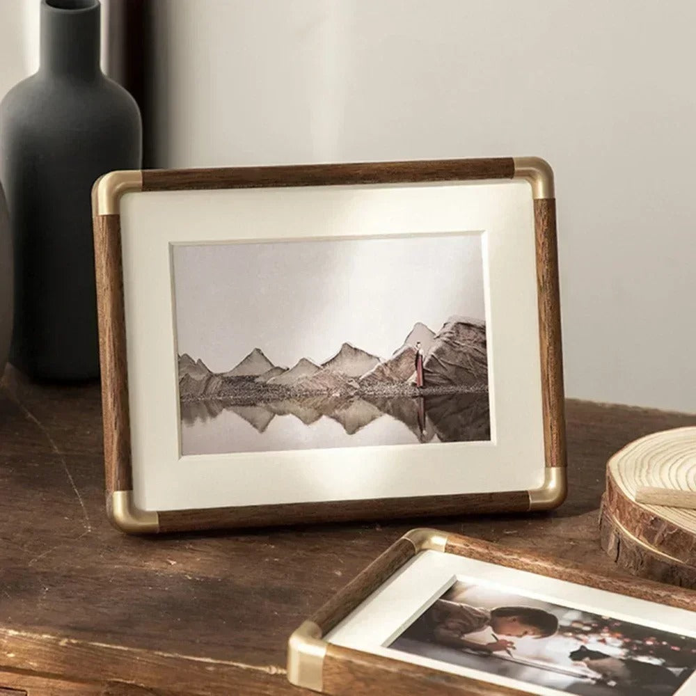 Brooks Wood and Brass Photo Frame