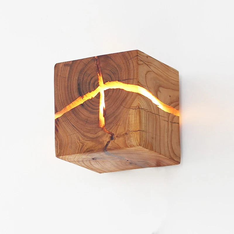 WoodAura Carved Wood Resin Light