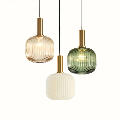 Striped Glass Brass Pendant