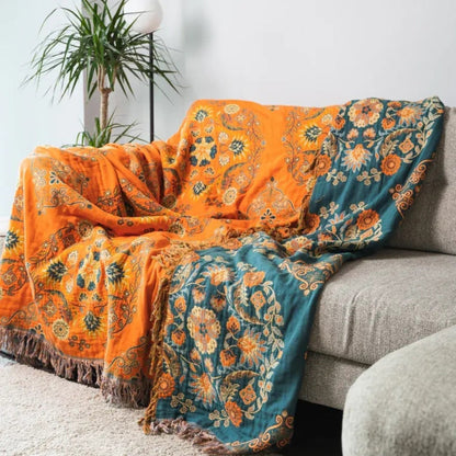 Cotton Reversible Fringe Throw