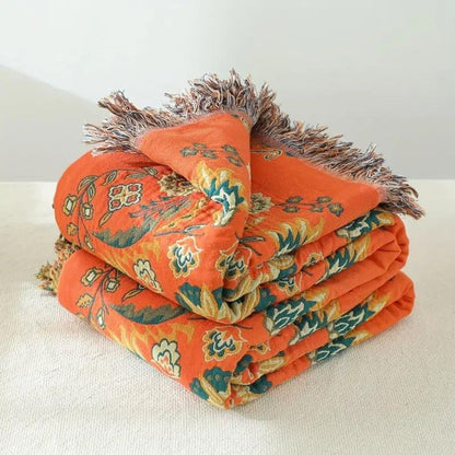 Cotton Reversible Fringe Throw