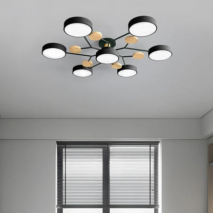 LED Semi-Flush Ring Chandelier