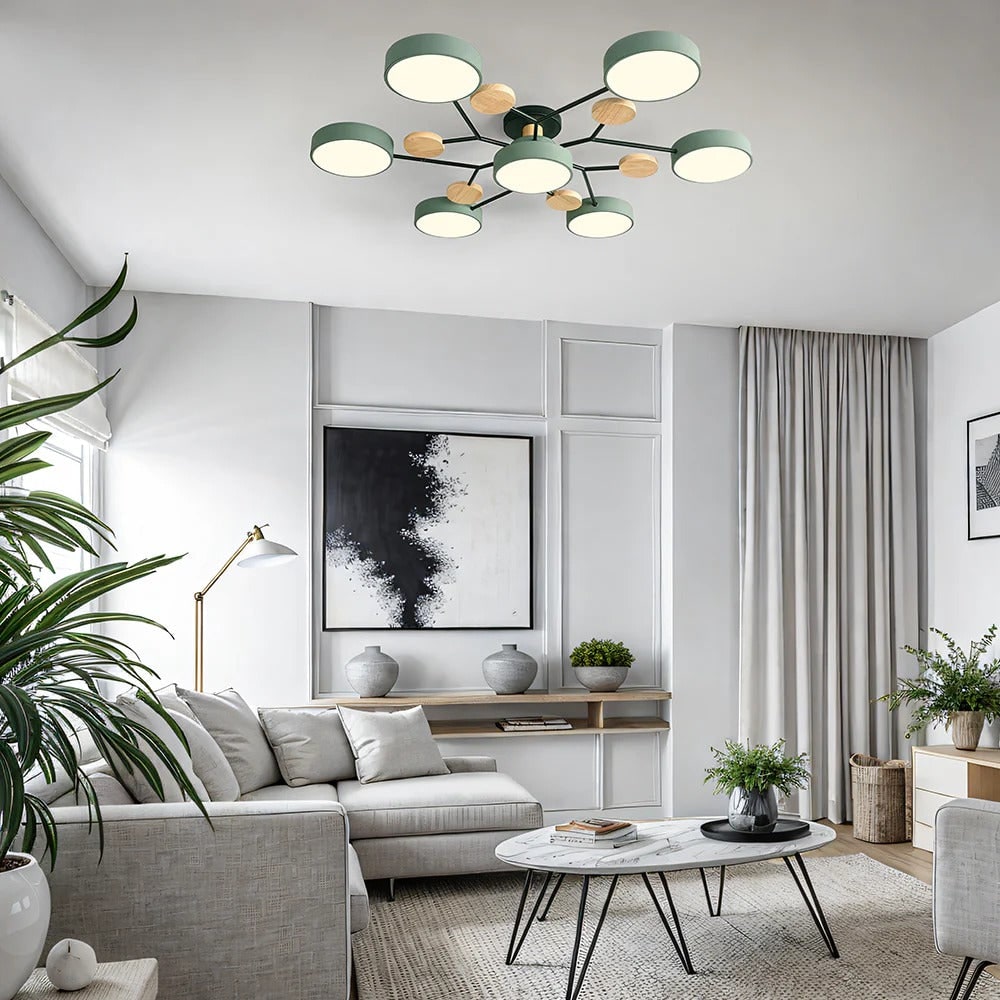 LED Semi-Flush Ring Chandelier