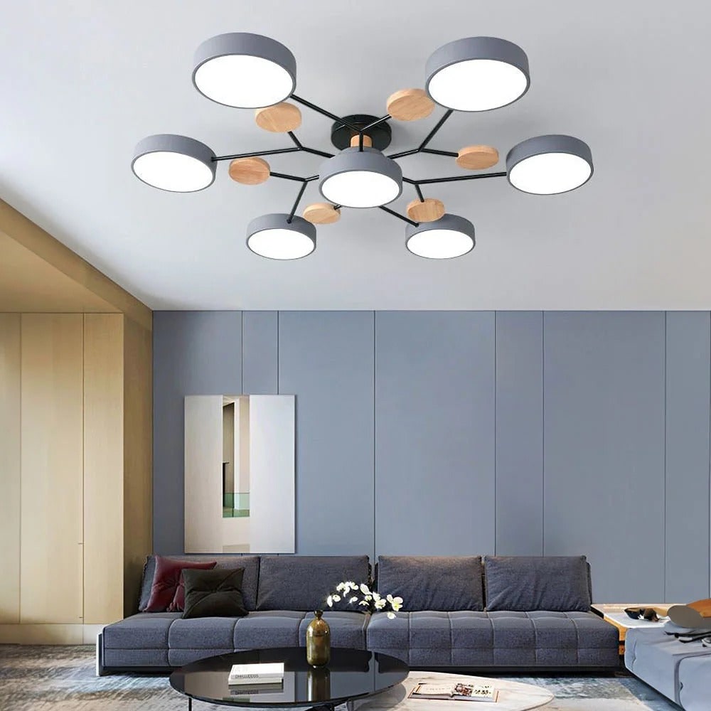 LED Semi-Flush Ring Chandelier
