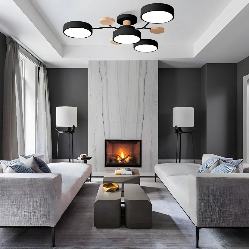 LED Semi-Flush Ring Chandelier