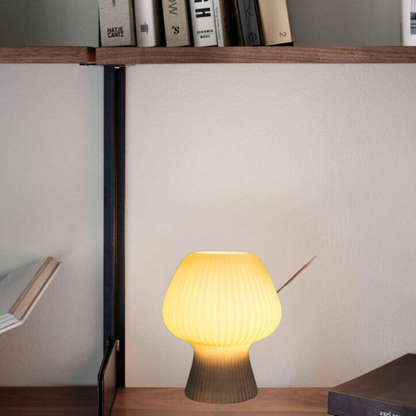 Ribbed Glass Mushroom Table Lamp