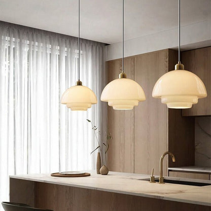 White Glass Dome Pendant Light