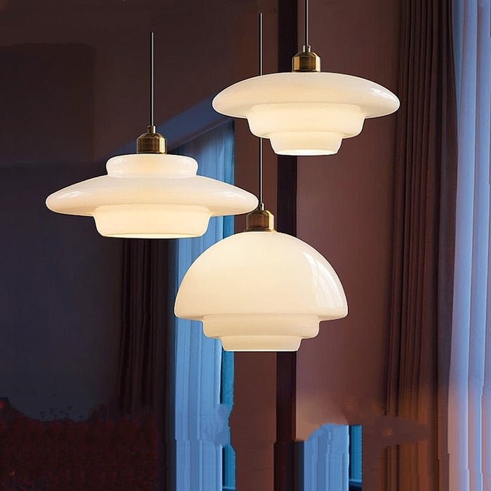 White Glass Dome Pendant Light