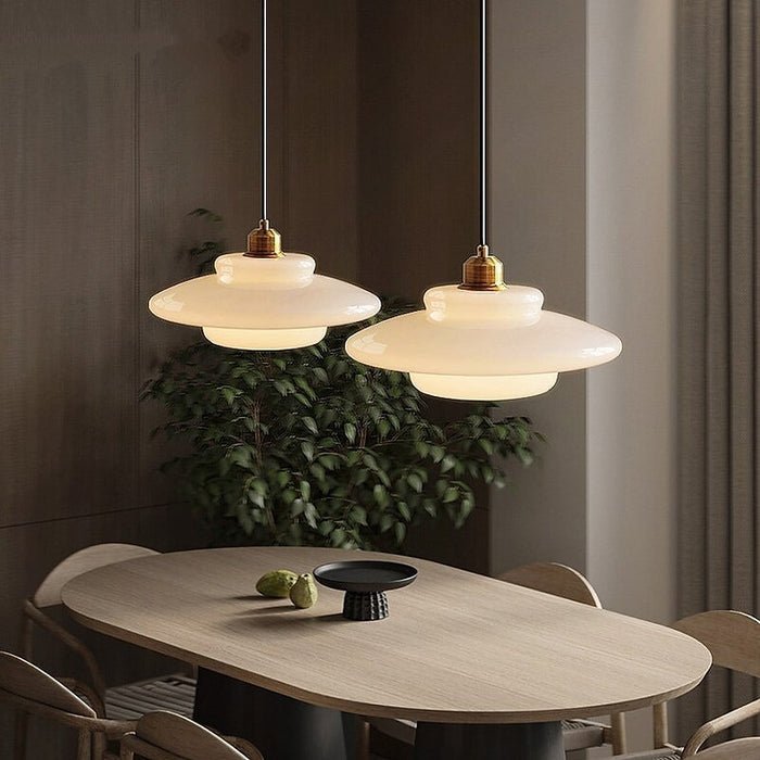 White Glass Dome Pendant Light