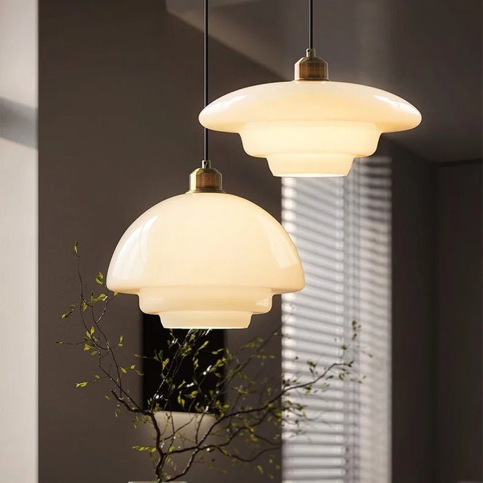 White Glass Dome Pendant Light