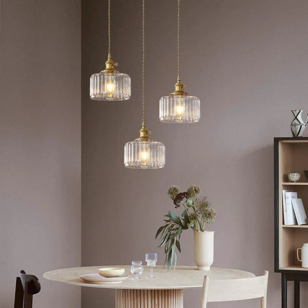 Ribbed Glass Pendant Light