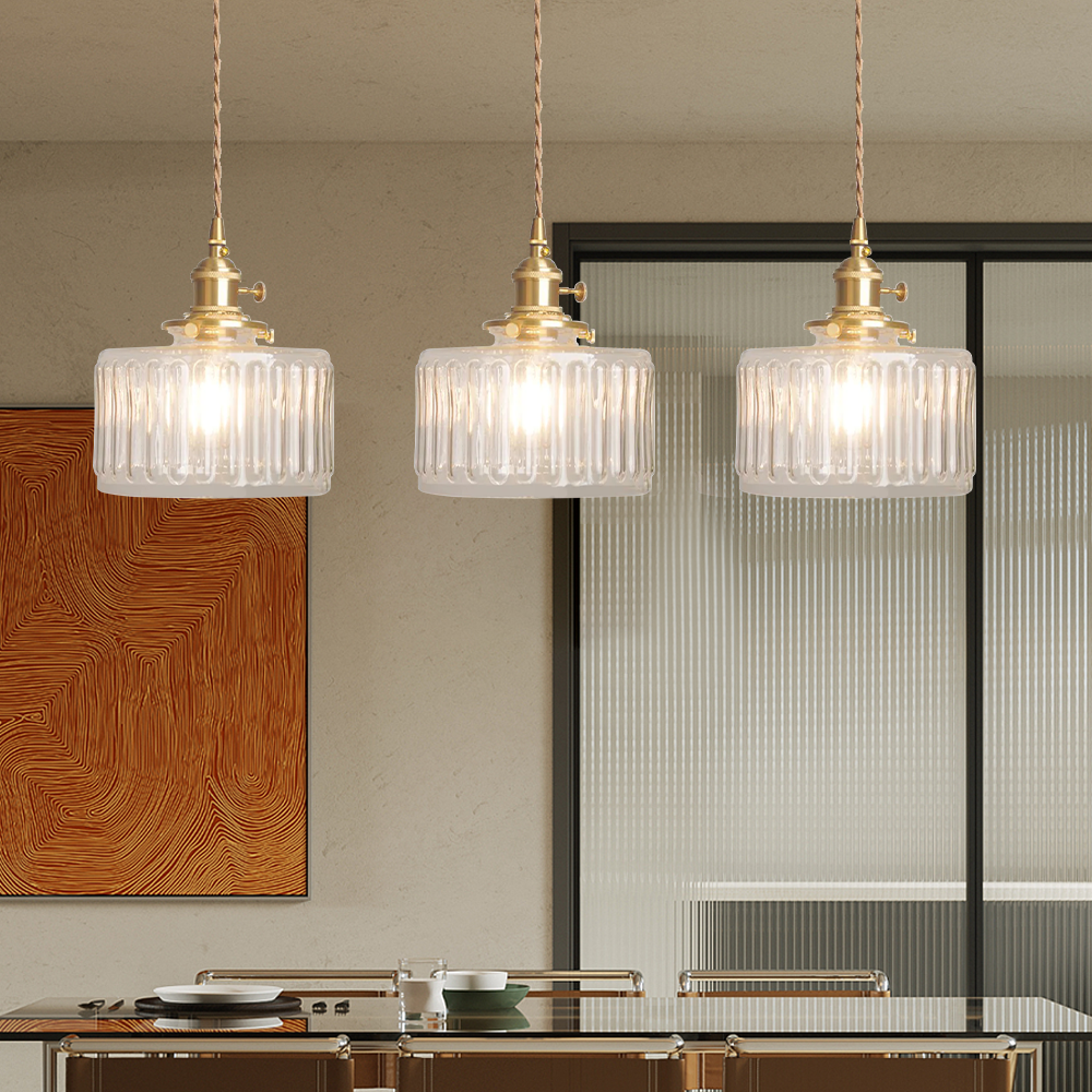 Ribbed Glass Pendant Light