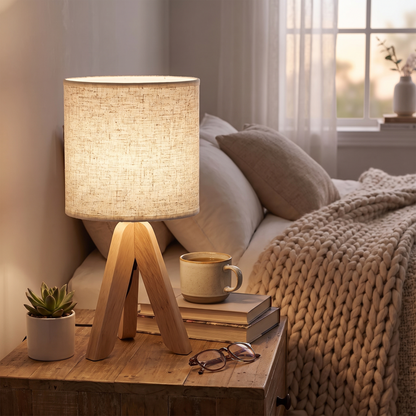 Nordic Wooden Tripod Table Lamp