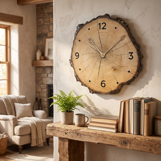 Rustic Wood Slice Wall Clock