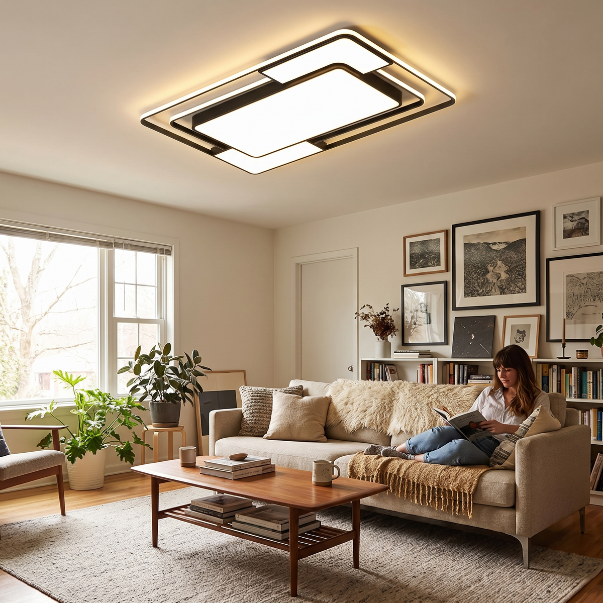 Remote LED Geometric Ceiling Light