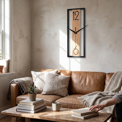 Rectangular Wood Grain Wall Clock