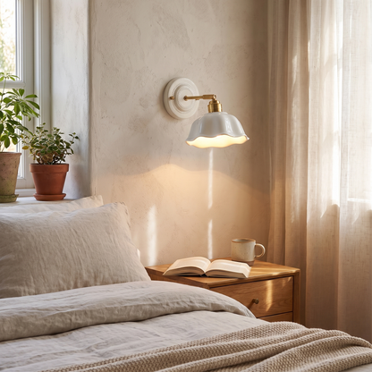 Cream Ceramic Flower Wall Lamp