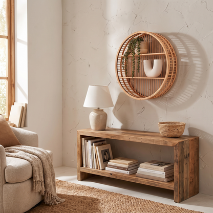 Round Bamboo Wall Shelf