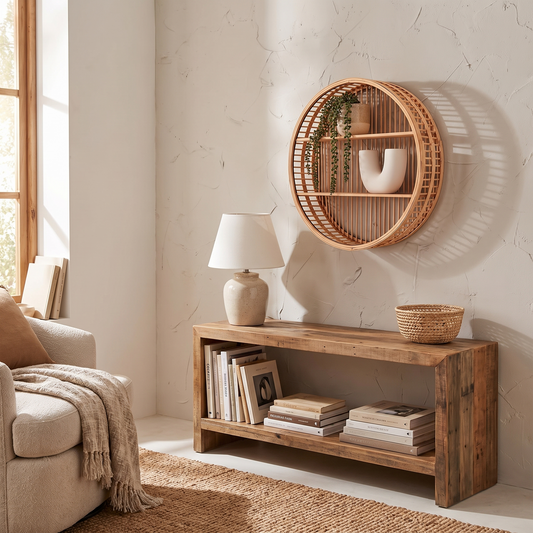 Round Bamboo Wall Shelf