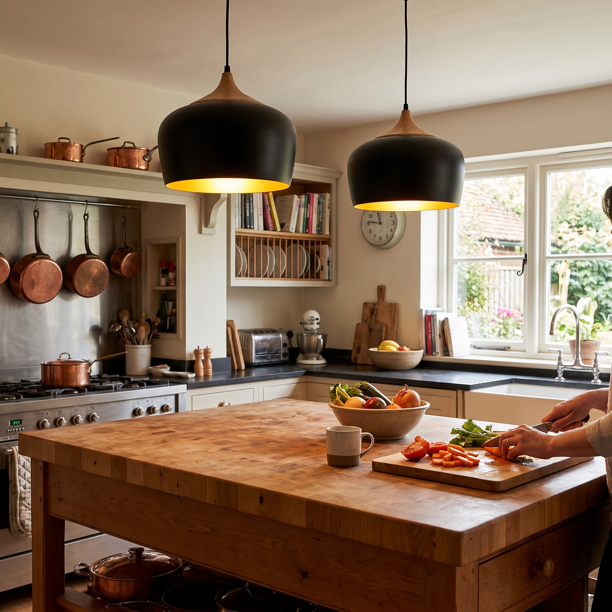 Scandinavian Iron and Wood Pendant