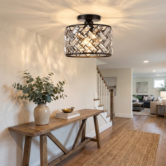Crystal Semi Flush Ceiling Light