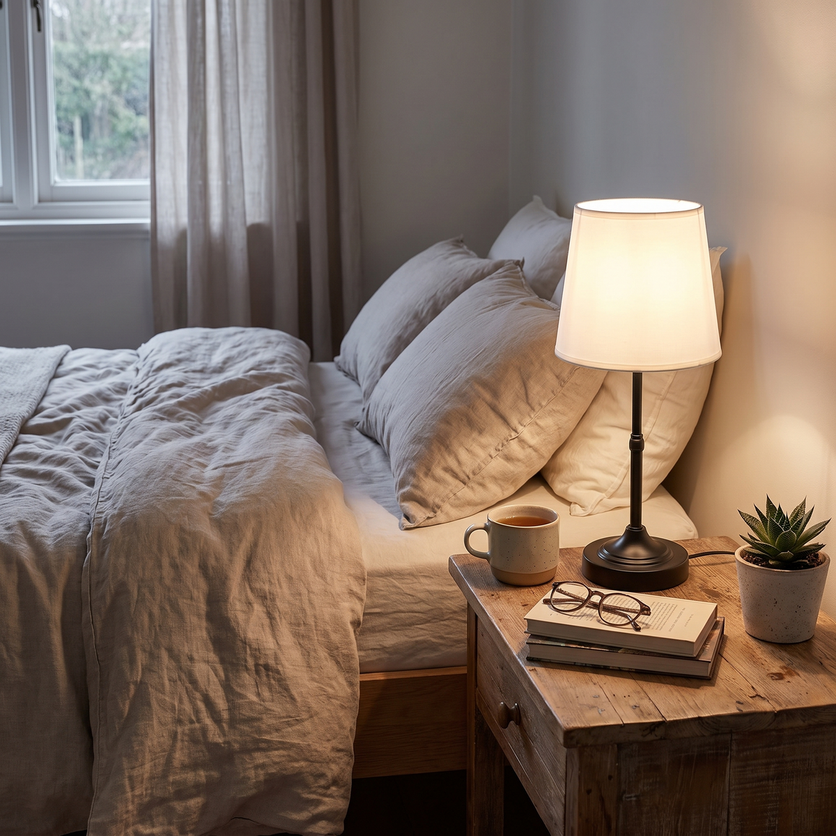 Cordless Brushed Metal Table Lamp
