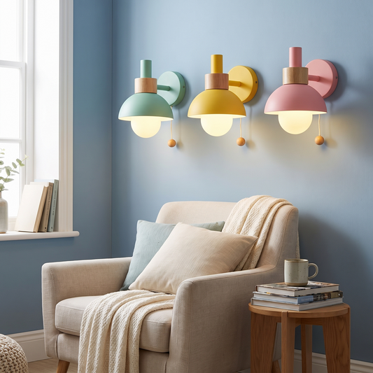 Wood Accent Pull-Switch Wall Lamp