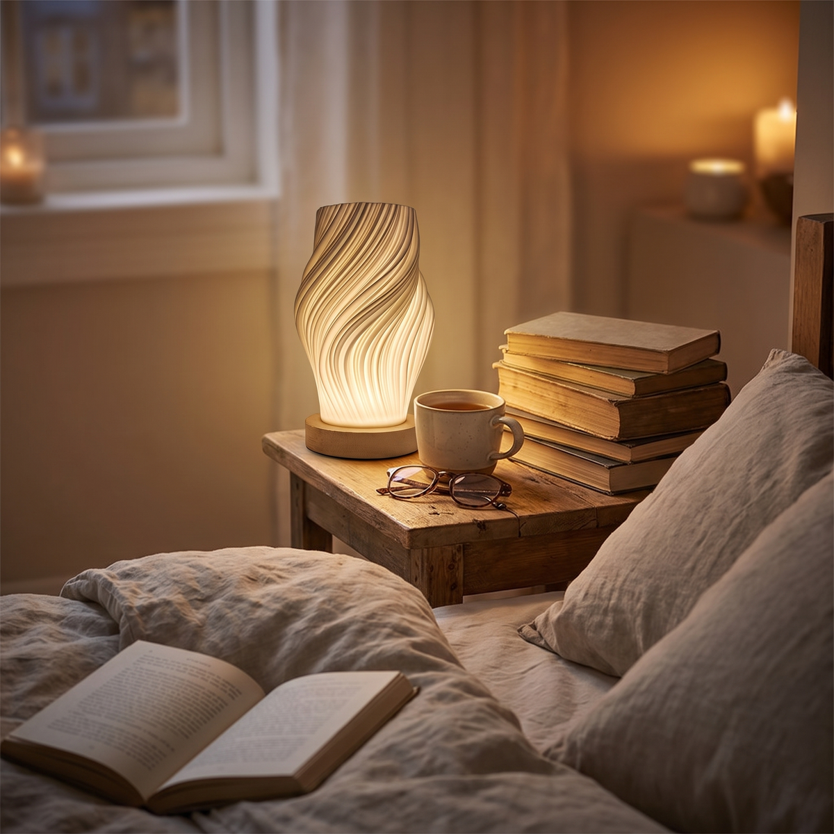 LED Swirl Sculptural Table Lamp