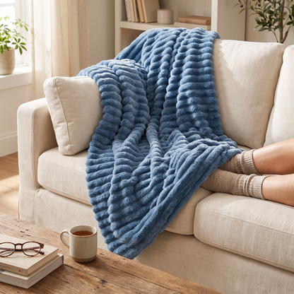 Faux Fur Plush Throw Blanket
