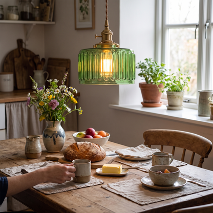 Ribbed Glass Pendant Light