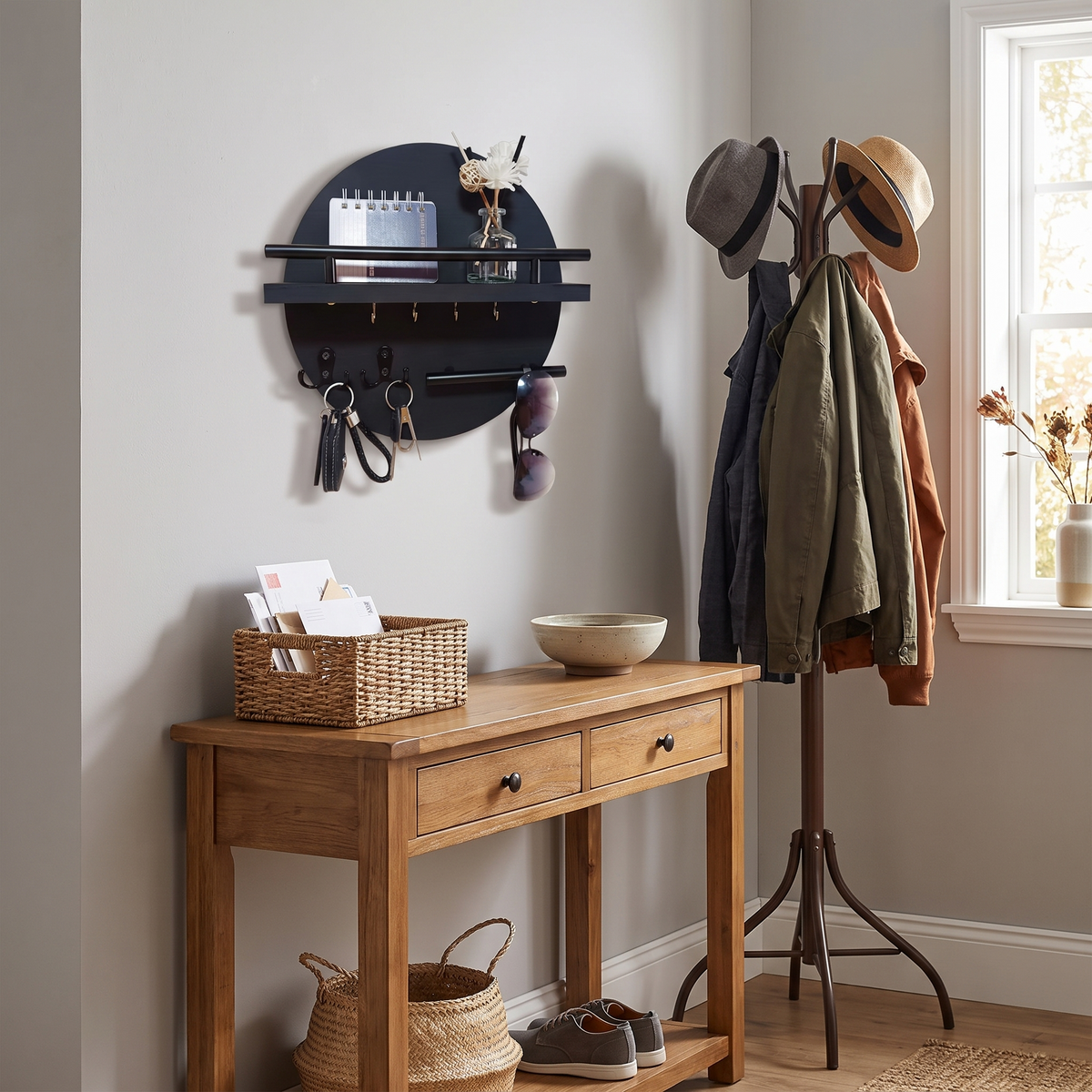 Round Wooden Key Holder