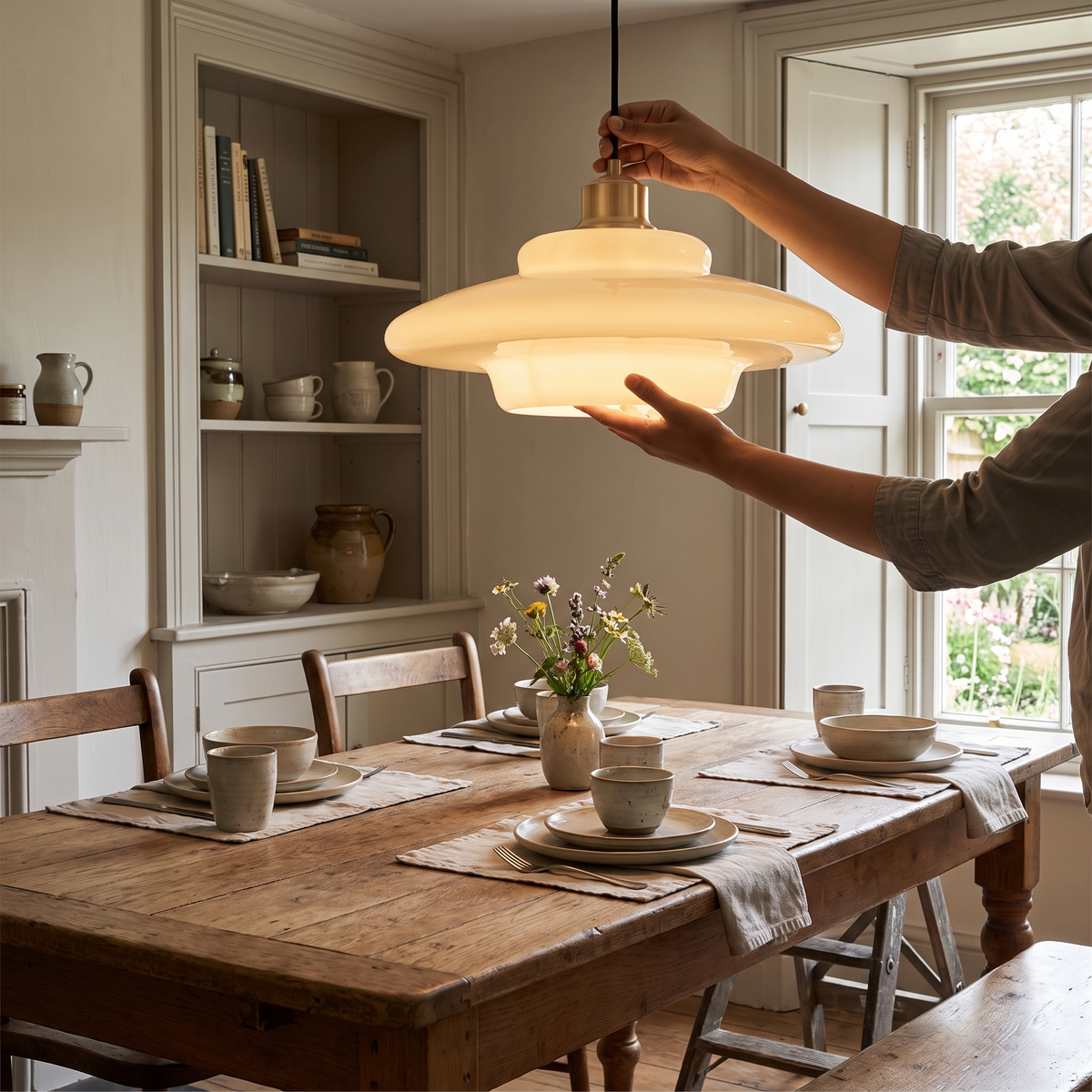 White Glass Dome Pendant Light