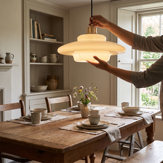 White Glass Dome Pendant Light