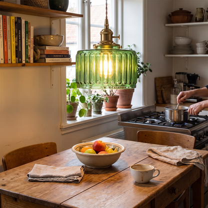 Ribbed Glass Pendant Light