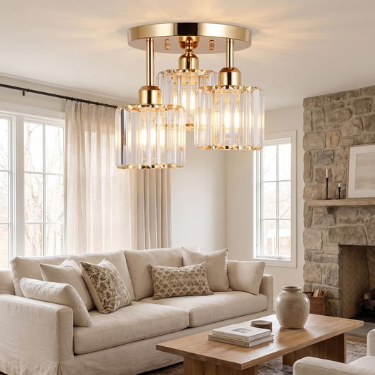 Crystal 3-Light Semi Flush Mount