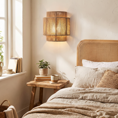 RattanGlow Handwoven Wall Lamp