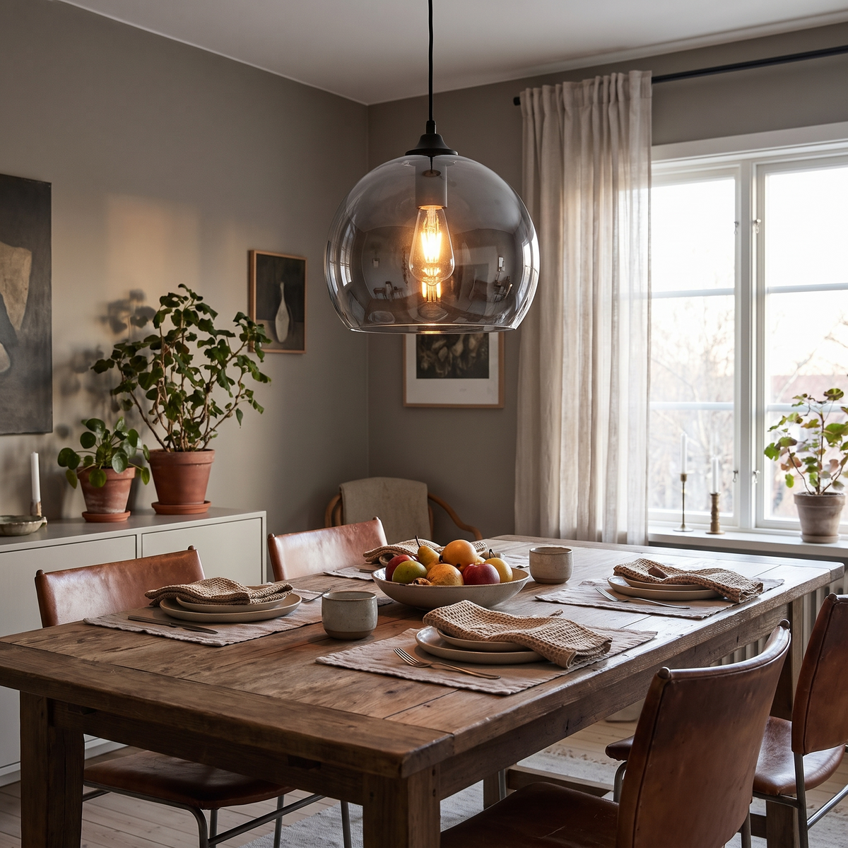 Glass Ball Semi Flush Ceiling Light