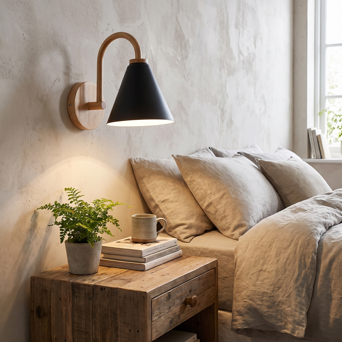 Nordic Beam Wood and Iron Sconce