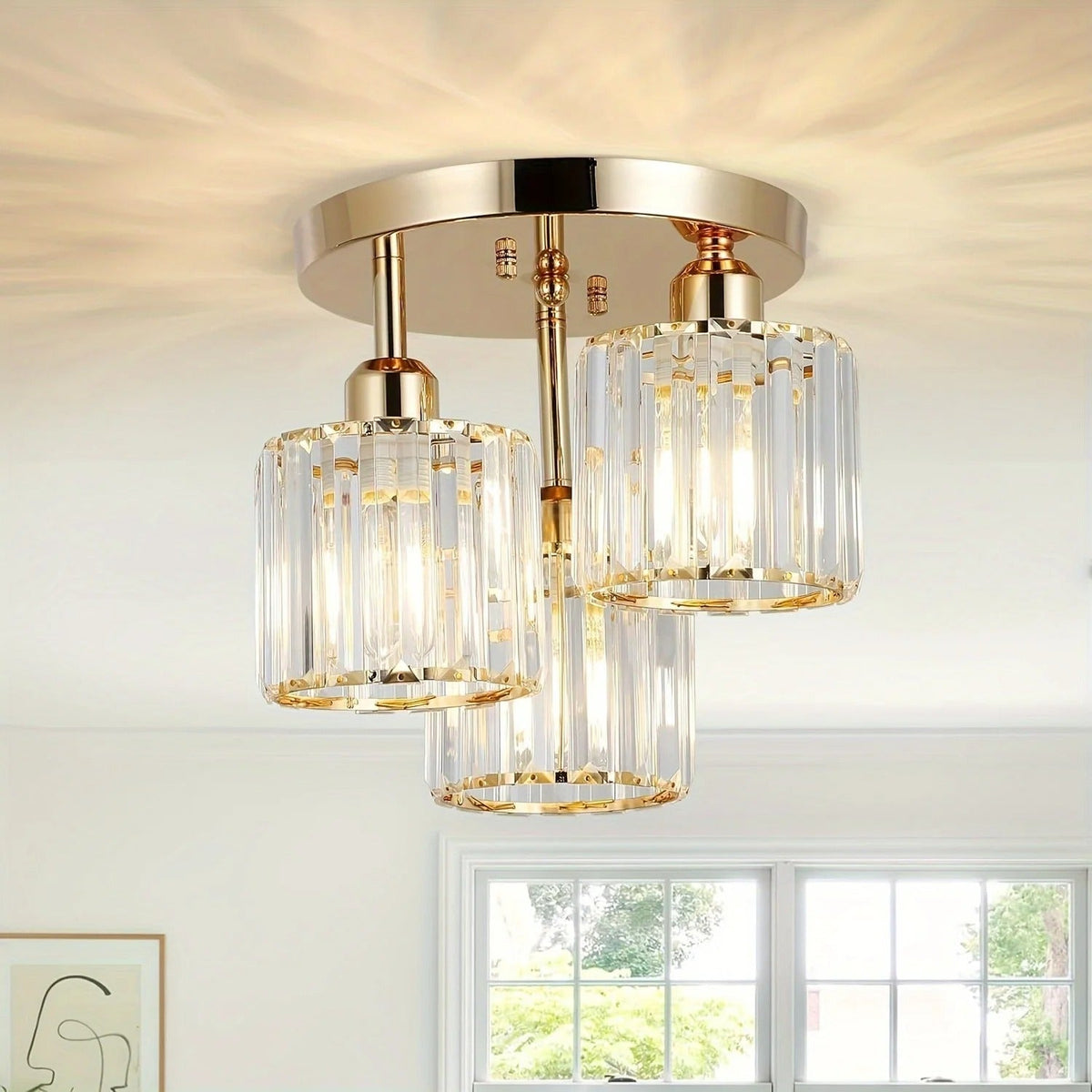 Crystal 3-Light Semi Flush Mount